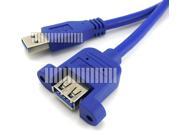60cm 2Ft Internal Cable USB 3.0 A Male to Female AM AF Half Cover Round with Ear Screw Fixing Hole for Front Panel Works with USB 2.0 1.1 Inside Desktop Compute