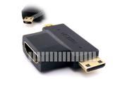 2in1 Connector HDMI A Female to Micro HDMI HDMI Type C and Mini HDMI HDMI Type D Male Adapter Converter
