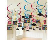 Multi Color Graduation Hanging Swirl Decorations