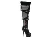 6 Peep Toe Fishnet Thigh High With Buckles