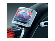 Kuryakyn 3138 Chrome Lighted Curved Laydown Plate Mount ea for All Harley Davidson model with standard 3 bolt mounted license plate bracket except Rocker C