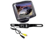 Pyle PLCM36 Car Accessory Kit 3.5 Slim TFT LCD Universal Mount Monitor w License Plate Mount Rearview Night Vision Backup Camera