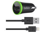 Belkin F8J078bt04 BLK Car Charger with Lightning to USB Cable 10 Watt 2.1 Amp
