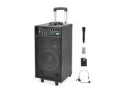PylePro PWMA1090UI 800 Watt Dual Channel Wireless Rechageable Portable PA System With iPod iPhone Dock FM Radio USB SD Handheld Microphone and Lavalier Microph