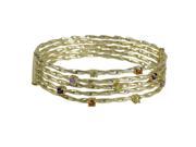 Five Row Yellow Gold Tone High Polish Twisted Bangle Cuff Bracelet with Multi Color CZ