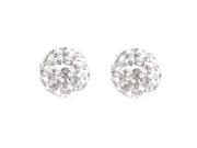 White Shamballa Inspired Pave Crystals Ball Sterling Silver Stud Pierced Earrings 8mm