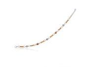 Yellow Gold Tone Rose Gold Tone and Sterling Silver Textured Circle and Bar Link Bracelet