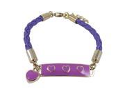 Yellow Gold Tone Purple Enamel Heart Charm Braided Rope Cord Kids Toddler Girls Bracelet 5 Length with 1 Extension