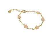 Yellow Gold Tone Pink Enamel Flowers Baby Girl Bracelet 4 with 1 Extension