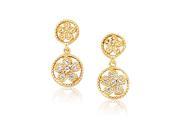 Gold Tone Sterling Silver White CZs Graduated Circles Flower Earrings