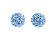 Blue Shamballa Inspired Pave Crystals Ball Sterling Silver Stud Pierced Earrings 6mm