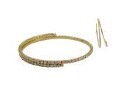 Yellow Gold Tone White Crystals Flexible Adjustable Bangle Tennis Bracelet Yellow Gold Tone White Crystals Flexible Adjustable Bangle Tennis Bracelet