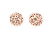 Peach Shamballa Inspired Pave Crystals Ball Sterling Silver Stud Pierced Earrings 8mm