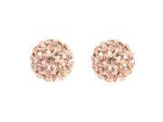 Peach Shamballa Inspired Pave Crystals Ball Sterling Silver Stud Pierced Earrings 12mm