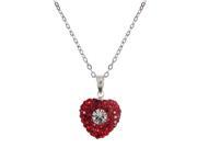 Red and White CZ Heart Sterling Silver Kids Girls Toddler Necklace Pendant