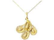 White CZ Two Tone Yellow Gold Tone Sterling Silver Teardrop Cluster Necklace Pendant