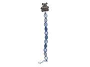 Shamballa Inspired Turquoise Blue and White Crystal Balls and Pearls Teddy Bear Baby Boy Pacifier Clip Holder