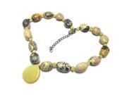 Green Olive and Green Turquoise Necklace 16 3 extender