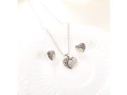 Loches Lynn half retro and half crystals of heart Pendant Necklace Earring set EP 24695 N 7502