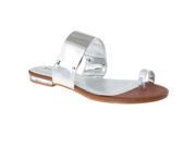 Bamboo Womens Bloom Toe Ring Flat Sandals Silver Size 6