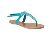 Riverberry Womens Morris Sparkling Detail Microsuede Sandals Turquoise Size 6.5