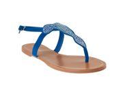 Bamboo Womens Morris Sparkling Detail Microsuede Sandals Blue Size 6.5