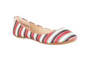 Riverberry Womens Lula Striped Ballet Flats Coral Size 5.5
