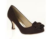 Styluxe Womens Giga Flower detail Microsuede Pumps Brown Size 6