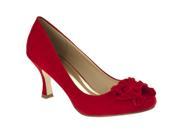Styluxe Womens Giga Flower detail Microsuede Pumps Red Size 5.5