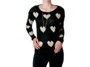 Coverstitched by Riverberry Juniors Heart Sweater Black Taupe Size Medium