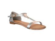 Styluxe Womens Fixup Metallic Detailed Sandals Silver Size 5.5