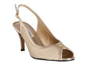 Lasonia Womens Sparkle detail Peep Toe Slingback Heels Gold Metallic Size 7
