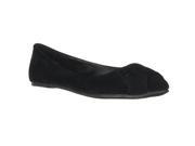 Bamboo Womens Jump Ruched detail Microsuede Flats Black Size 6