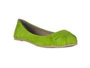 Bamboo Womens Jump Ruched detail Microsuede Flats Green Size 7