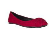 Bamboo Womens Jump Ruched detail Microsuede Flats Red Size 6