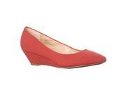 Bamboo Womens Emmanuel Almond Toe Wedge Pumps Red Size 5.5