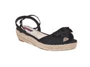 Bamboo Womens Quiche Bow detail Wedge Sandal Black Size 6.5