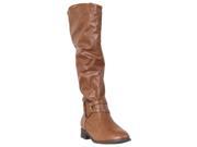Bamboo Womens Asiana Round toe Knee high Fashion Boots Chestnut Size 5.5