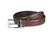 Geoffrey Beene Mens Reversible Topstitched Leather Casual Belt Brown Size 36