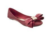 Bamboo Womens Sami Bow front Ballet Flat Red Size 6