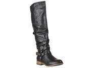 Bamboo Womens Parksville Knee high Strap detail Fashion Boots Black Size 6