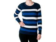 POL Clothing By Riverberry Juniors Cotton Striped Sweater Navy Size Small