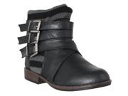 Bamboo Womerns Montage Knit trim Strappy Ankle Boots Black Size 7
