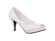 Flourish Womens Nicole 12 Patent Peep Toe Mid heel Pumps White Patent Size 6.5