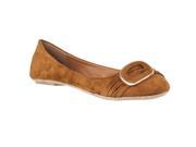 Bamboo Womens Sami Buckle detail Microsuede Ballet Flats Chestnut Size 8