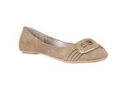 Bamboo Womens Sami Buckle detail Microsuede Ballet Flats Taupe Size 7
