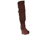 Bamboo Womens Charli Over the knee Platform Boots Tobacco Size 5.5