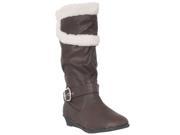 Lasonia Women s Faux Shearling Mid calf Fashion Boots Brown Size 6.5