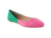 Pinky Womens Candy Two tone Microsuede Flats Fuchsia Size 6