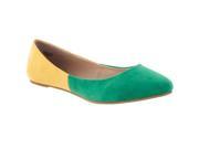 Pinky Womens Candy Two tone Microsuede Flats Green Size 7